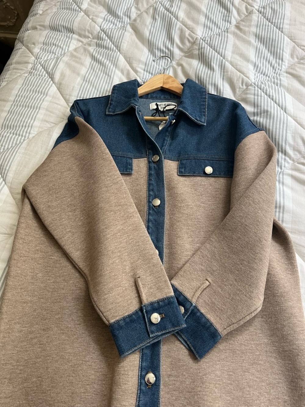Velvet Heart Two-Tone Denim & Taupe Jean Jacket
